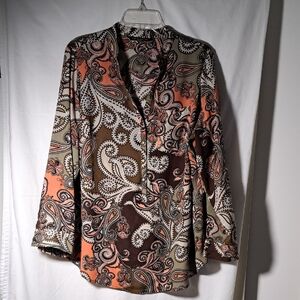 Zac & Rachel Paisley Blouse - Brown and Orange